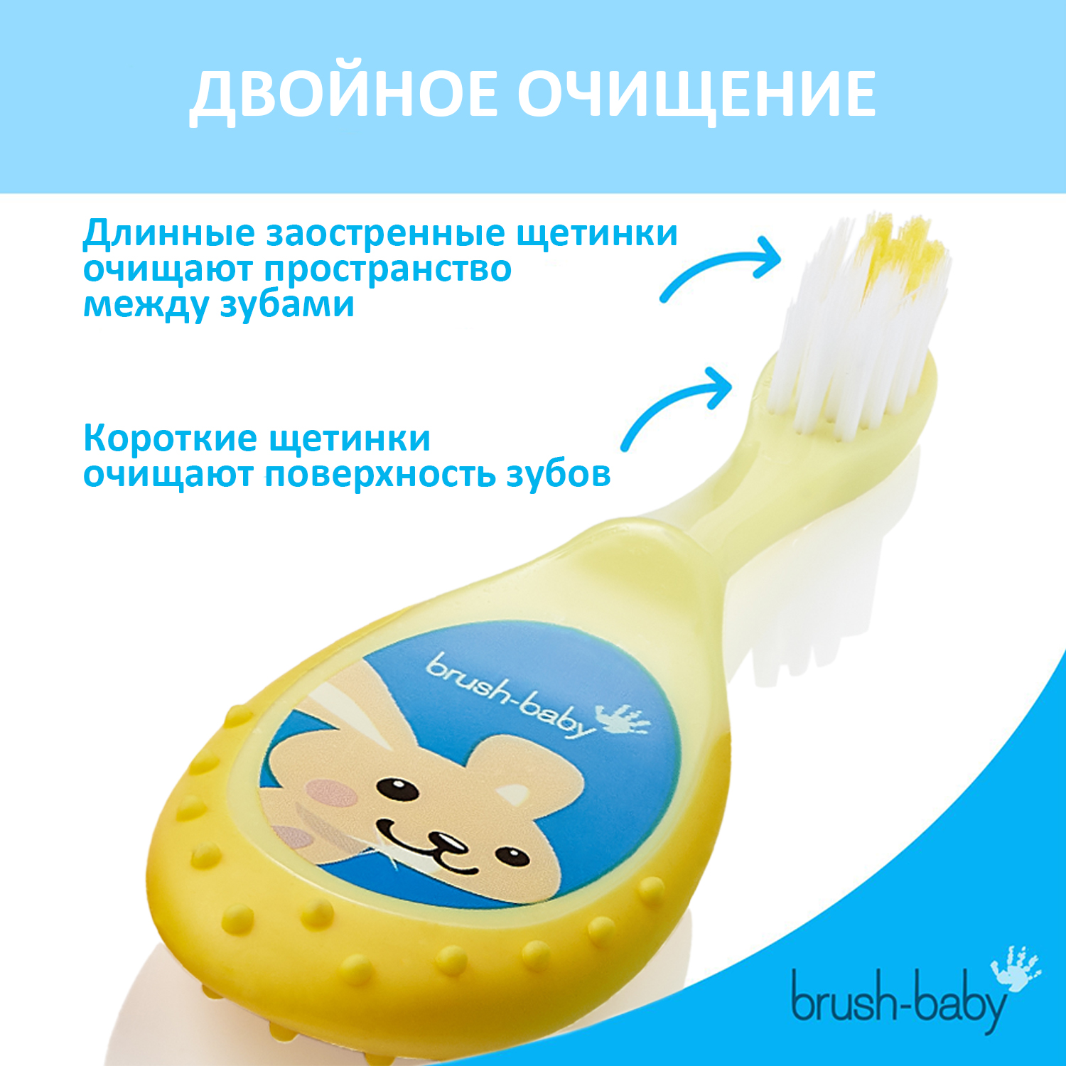 NEW Brush Baby - Щетка зубная детская (0 - 3 лет) FlossBrush (желтая)