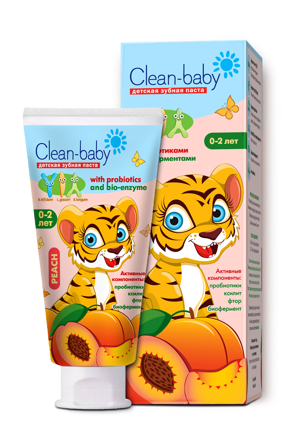 Clean- baby - Паста зубная детская (0-2 лет) 50 мл (Peach)