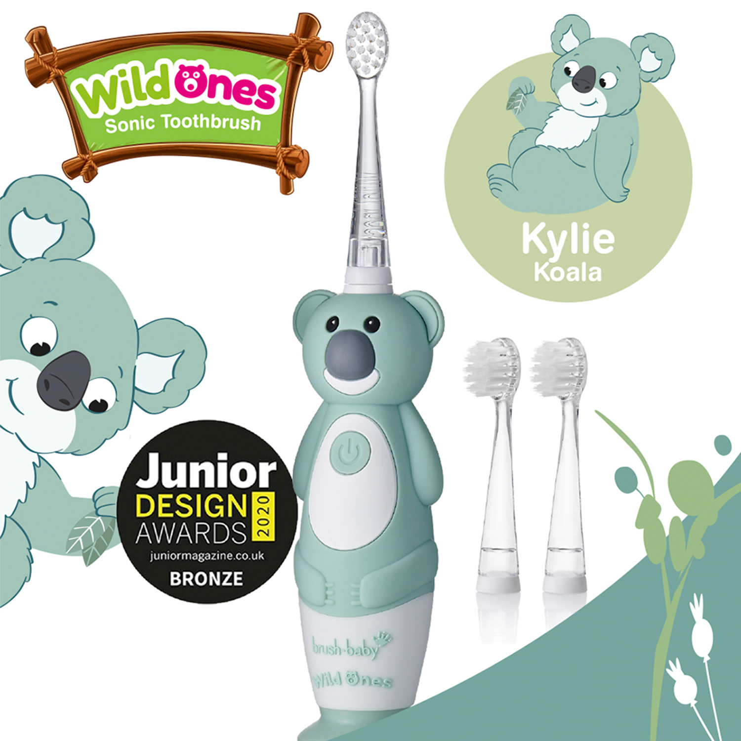 Brush-baby Детская электрическая зубная щетка Sonic WildOne, коала, от 0- 10 лет.