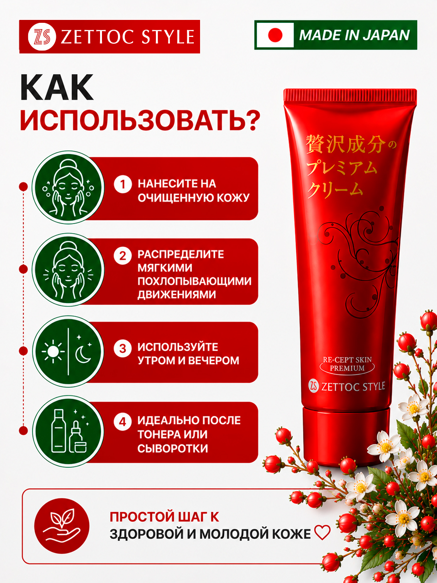 RE-CEPT Skin Premium Cream - крем для кожи, ТМ ZETTOС. Для лица, 60 г