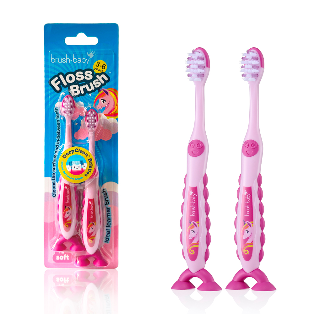 Brush Baby - Щетка зубная детская (3 - 6 лет) FlossBrush (единорог), 2 шт/ упак.