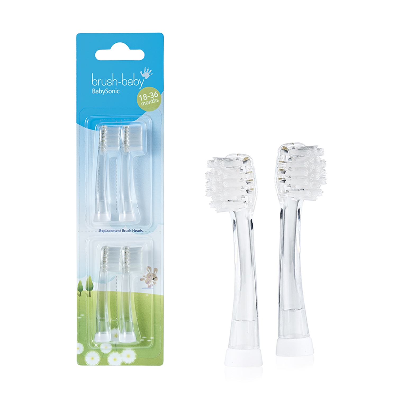Brush Baby - Насадка д/щетки электрической BabySonic (1,5-3 лет), 4 шт. в упаковке