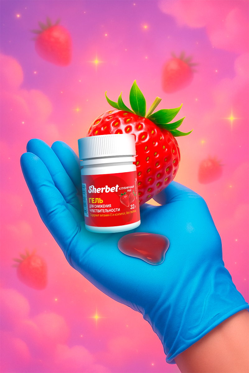 Гель для снижения чувствительности SHERBET, вкус клубничный рай, 32 гр.