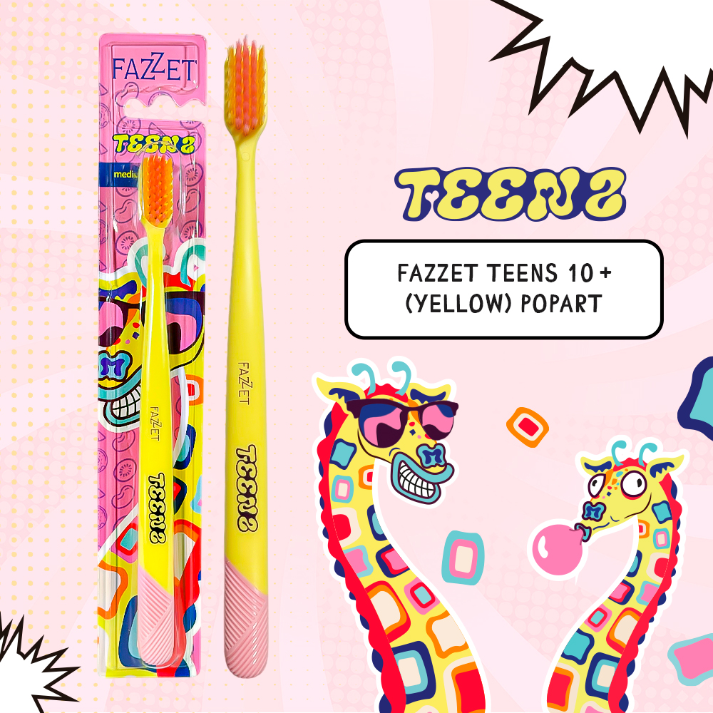 Зубная щетка TEENS т.м. FAZZET для детей до 12 лет, желтая