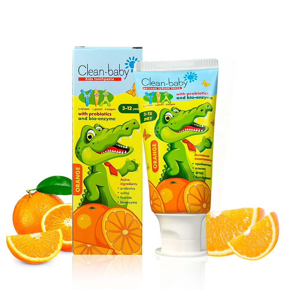 Clean- baby - Паста зубная детская (3- 12 лет) 50 мл (Orange)