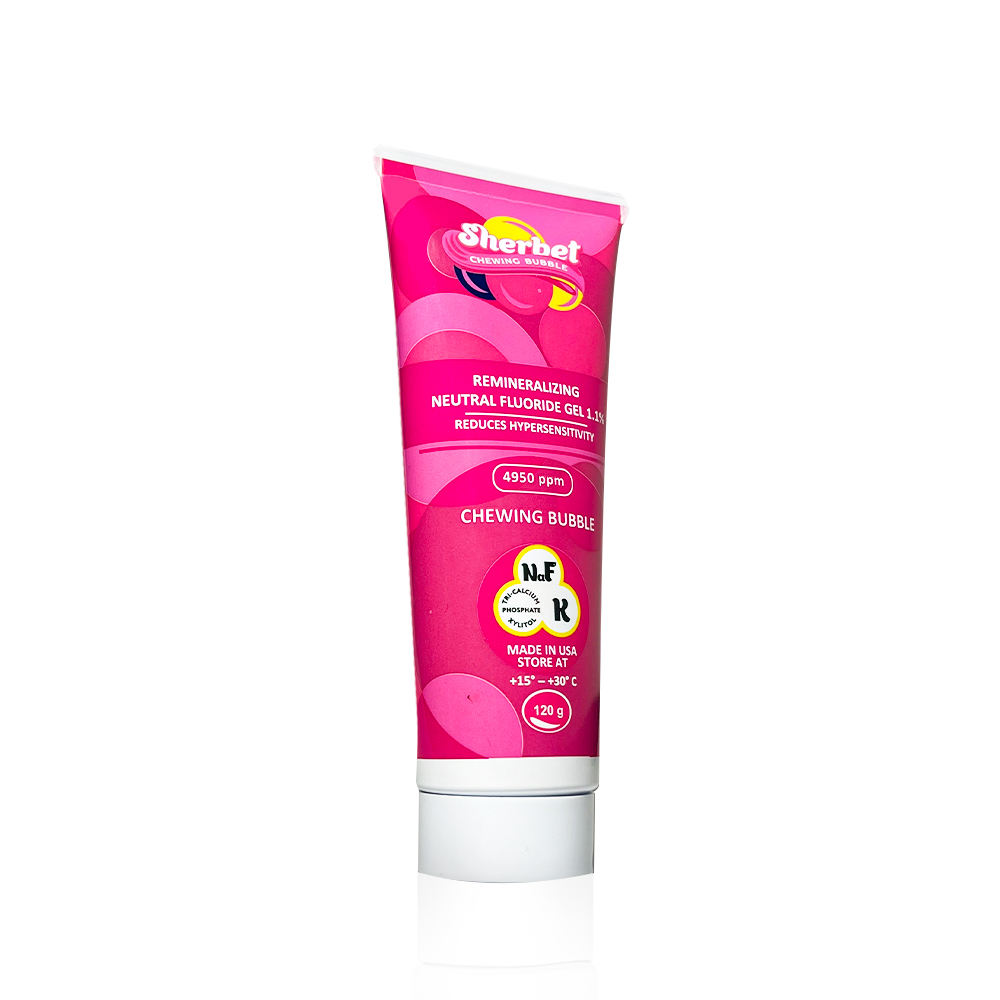 Реминерализующий рН-Нейтральный гель 1.1% Sherbet Neutral Fluoride Gel 1.1%; Вкус Жевательная резинка (Chewing Bubble); 120 г.