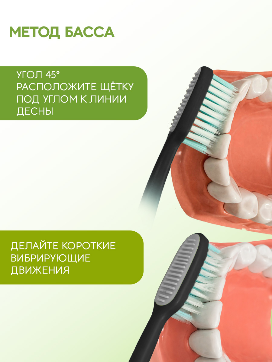 Зубная щетка т.м. FAZZET, средней жесткости, черная.