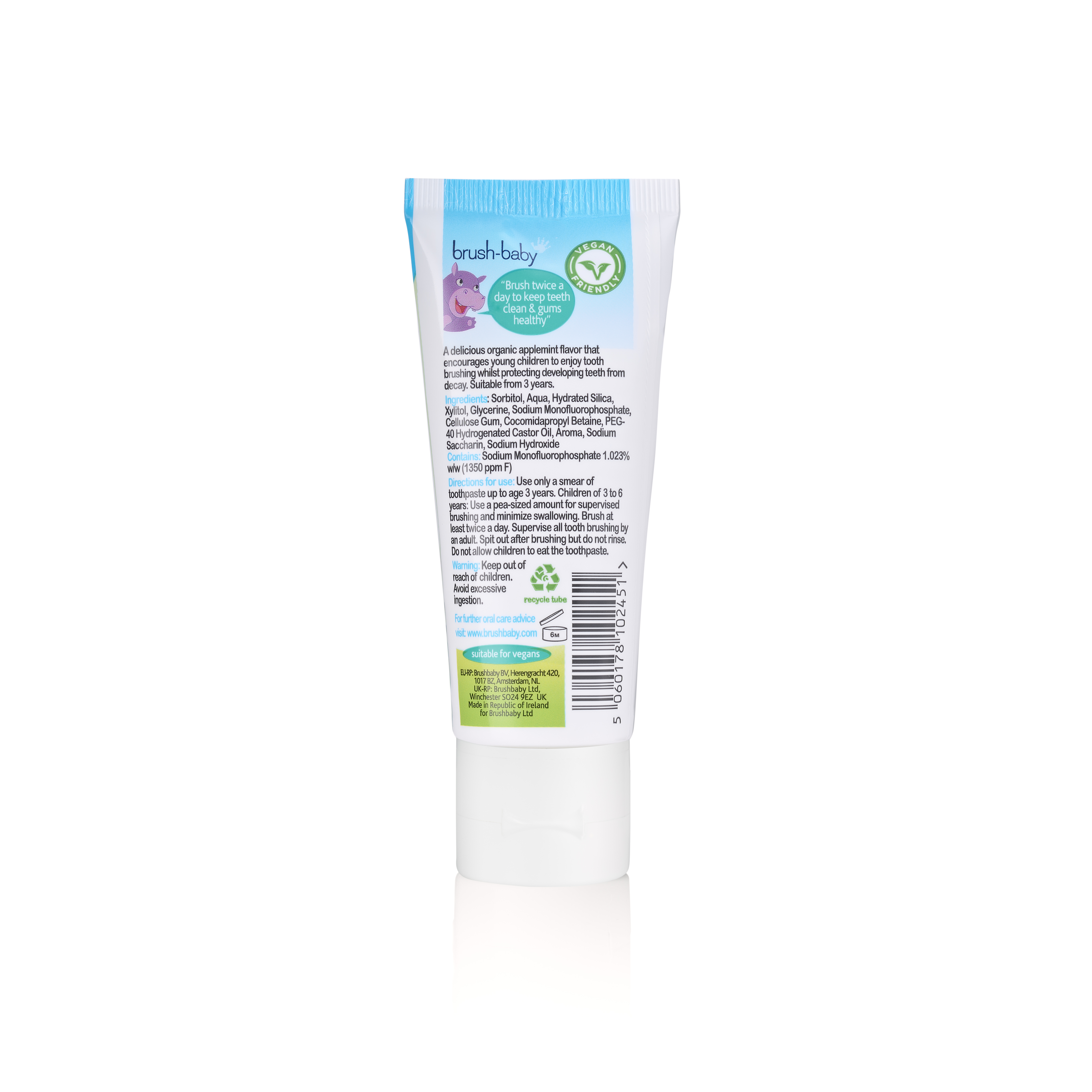 Brush Baby - Паста зубная детская (от 3х лет) 50 мл (яблоко/мята) Organic Toothpaste Applemint WildOnes