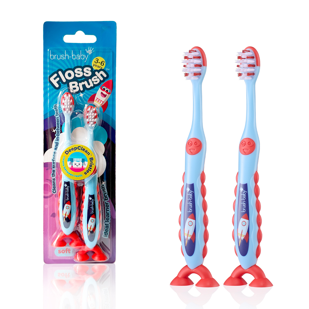 Brush Baby - Щетка зубная детская (3 - 6 лет) FlossBrush (ракета), 2 шт/ упак.