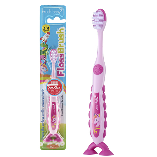 Brush Baby - Щетка зубная детская (3 - 6 лет) FlossBrush (единорог)