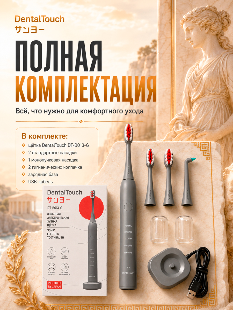 Электрическая зубная щетка ТМ “DentalTouch”, серая