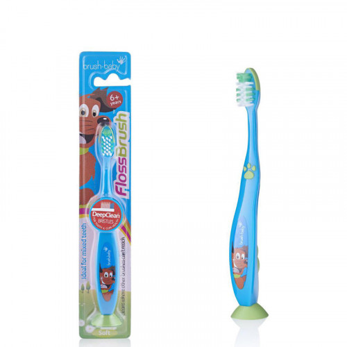 NEW Brush Baby - Щетка зубная детская (с 6 лет) FlossBrush (голубая)