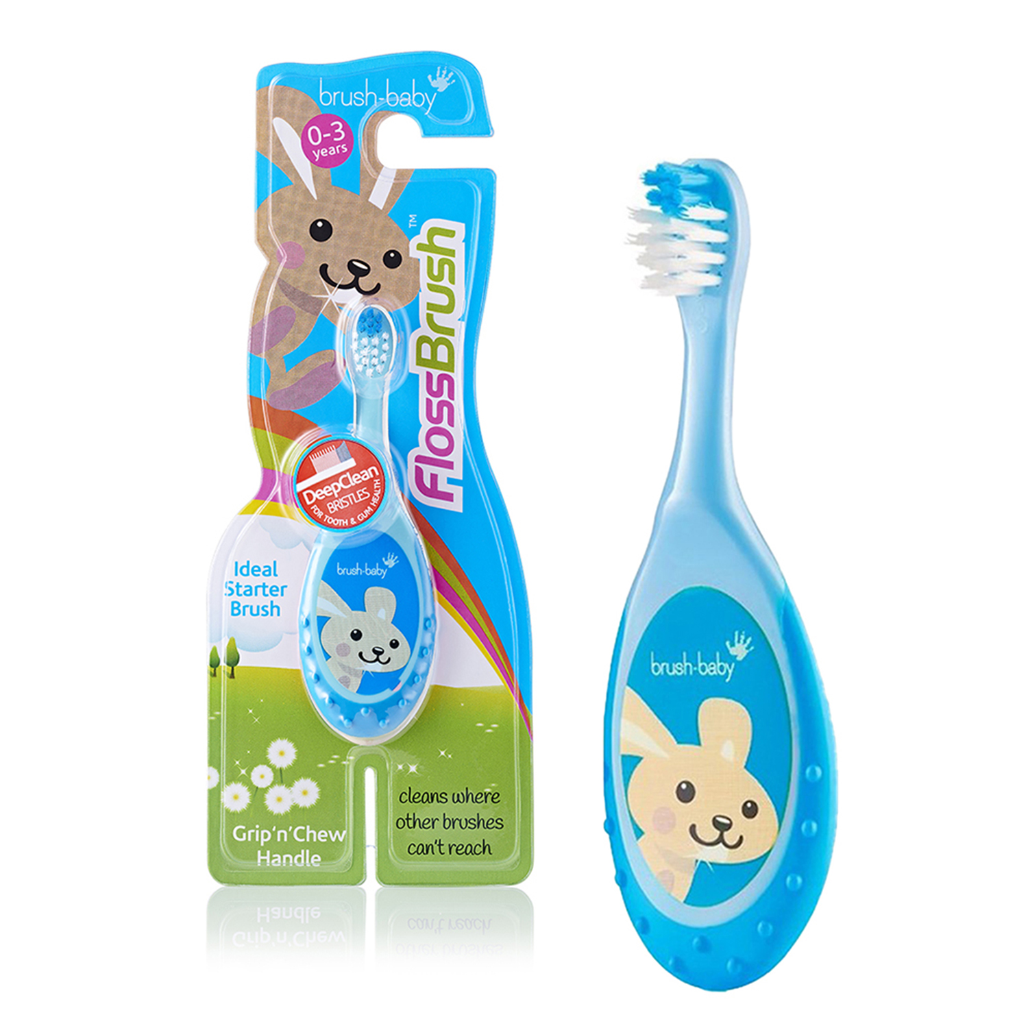 NEW Brush Baby - Щетка зубная детская (0 - 3 лет) FlossBrush (синяя)