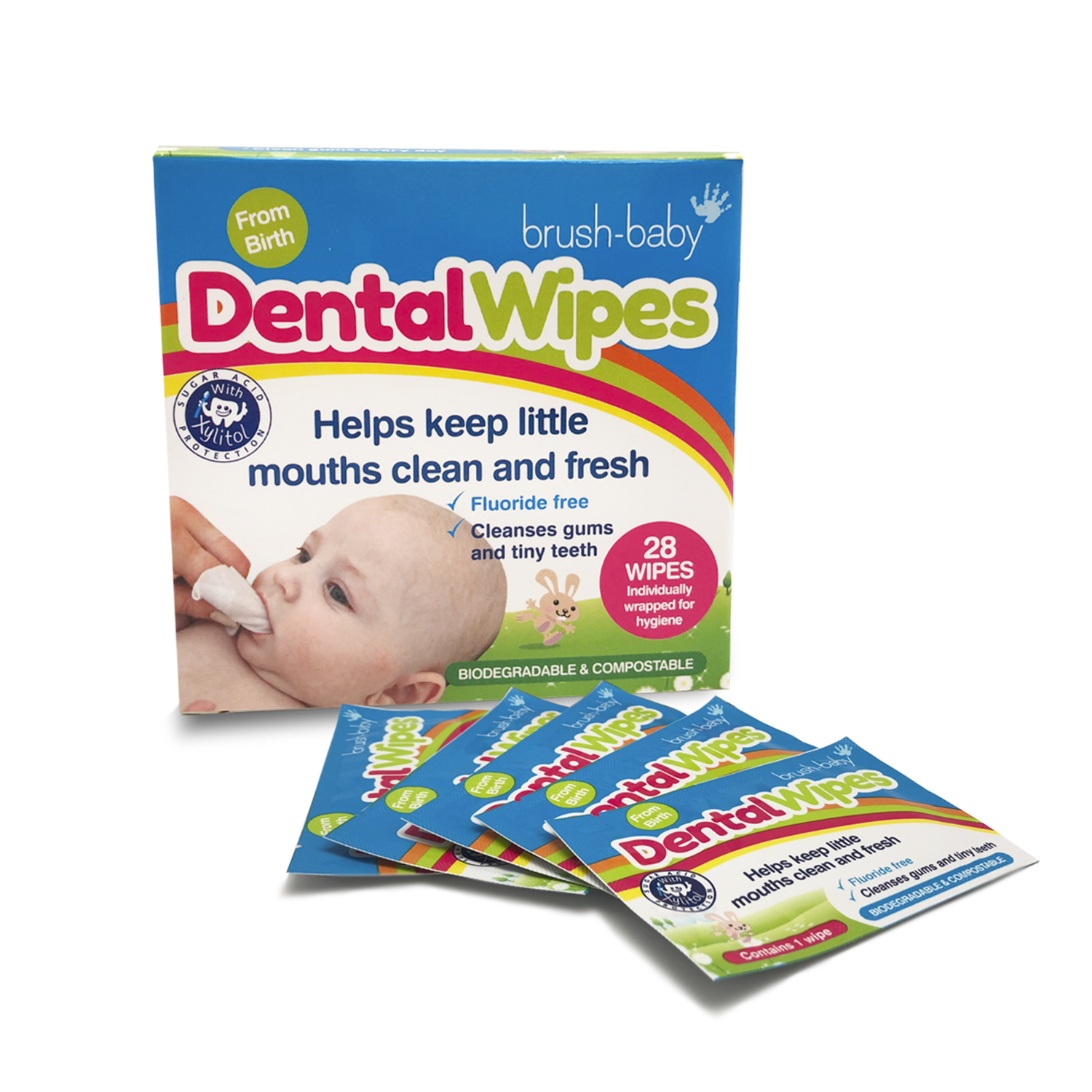 Brush-Baby DentalWipes салфетки с ксилитом для детей от 0 до 16 мес