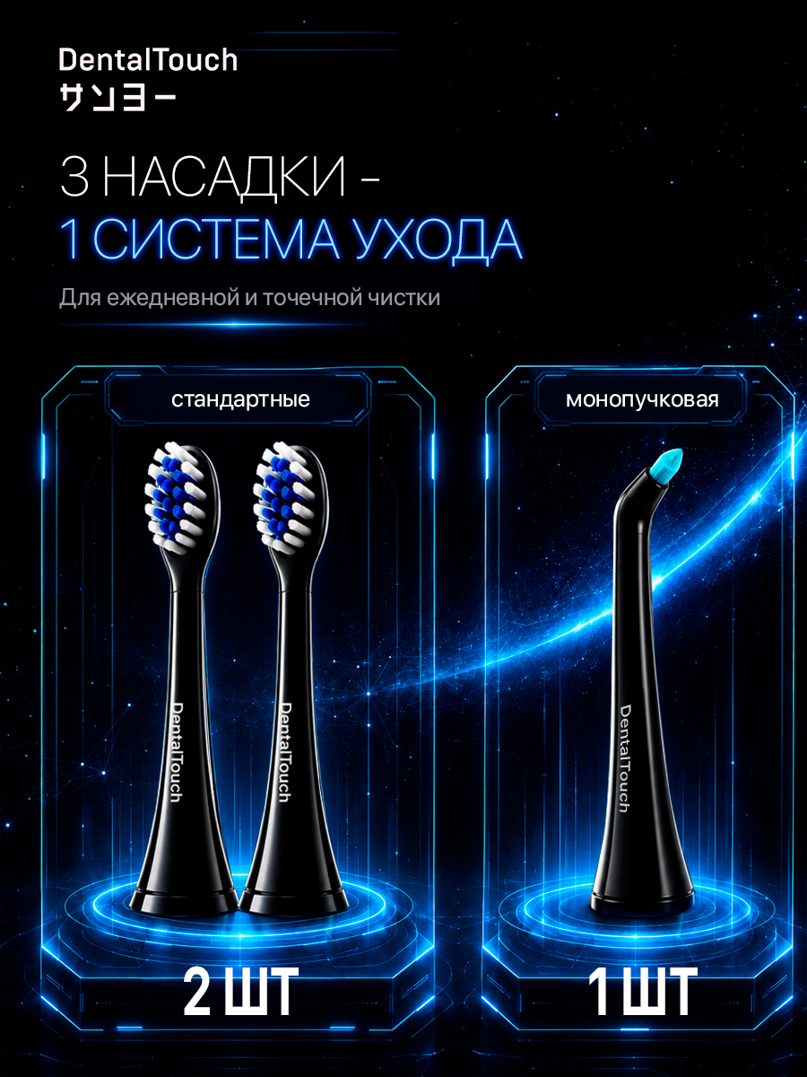 Электрическая зубная щетка ТМ “DentalTouch” с сенсорным управлением, черная