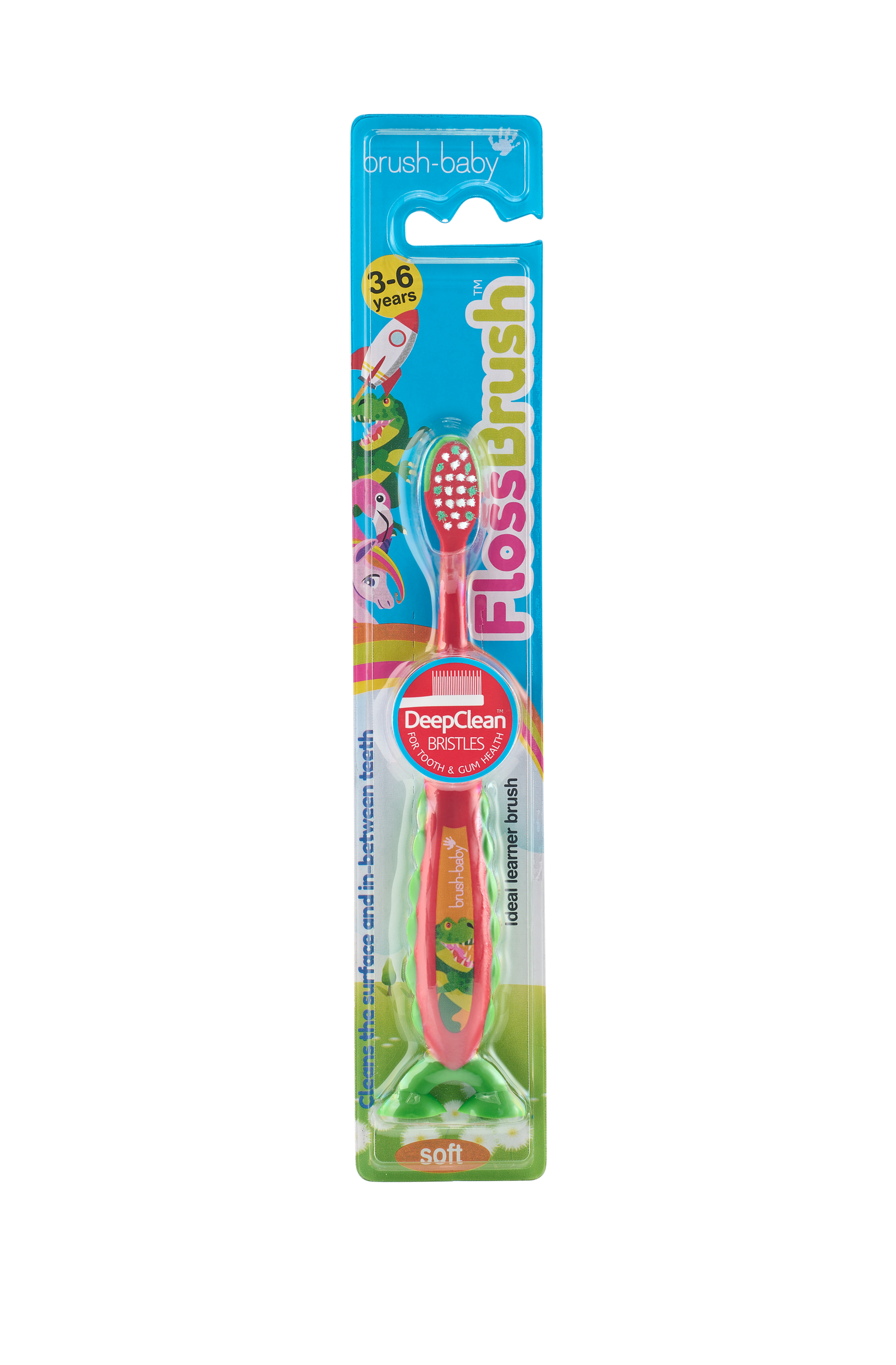 Brush Baby - Щетка зубная детская (3 - 6 лет) FlossBrush (динозавр)