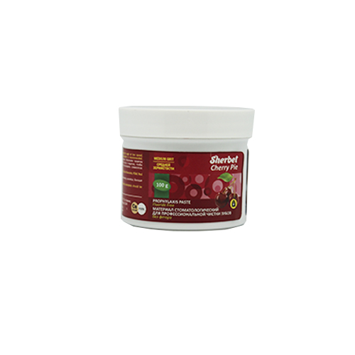 Профилактическая паста - без фтора Sherbet Prophylaxis paste - Fluoride-Free, вкус Вишневый пирог (Cherry Pie), зернистость: Средняя (Medium), 100 г.