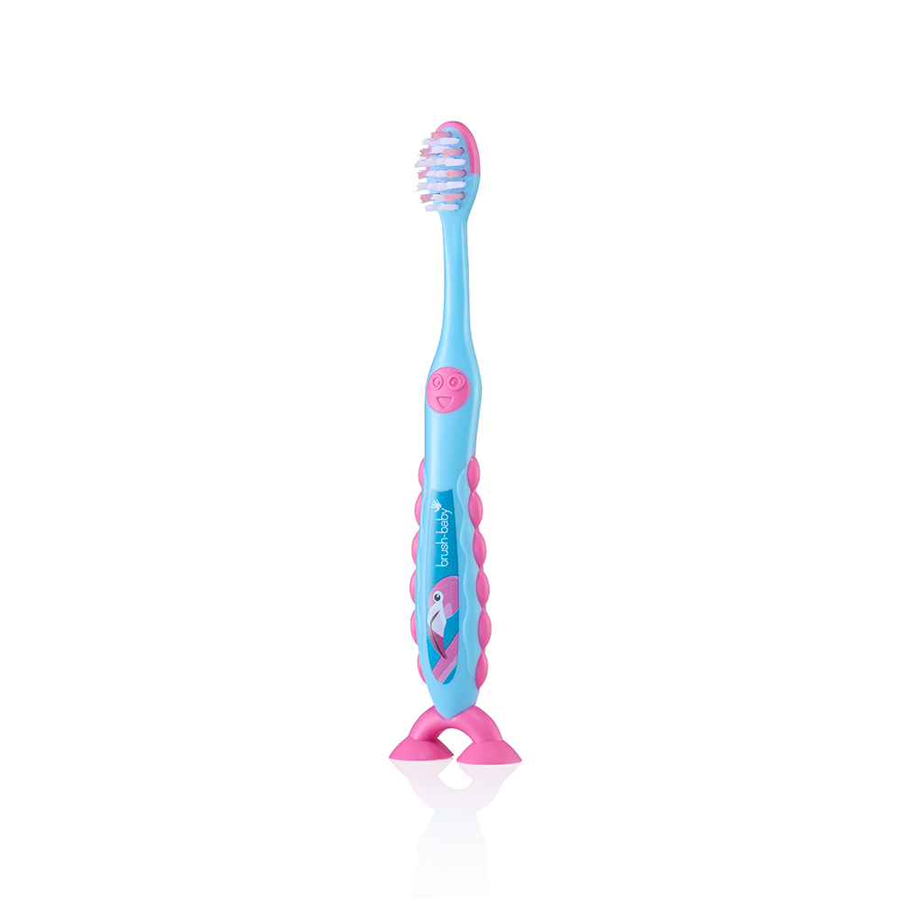 Brush Baby - Щетка зубная детская (3 - 6 лет) FlossBrush (фламинго), 2 шт/ упак.