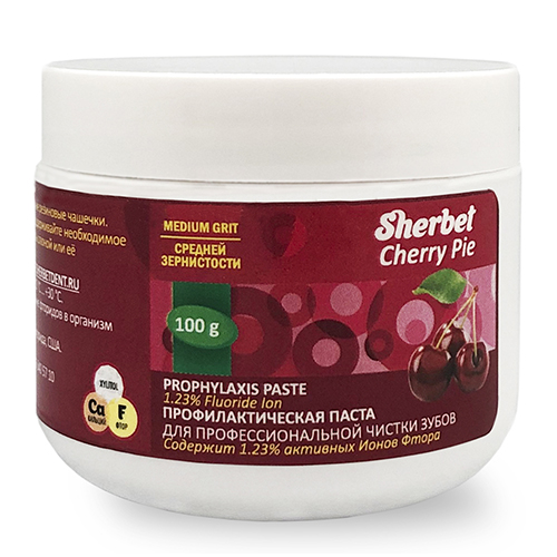 Профилактическая паста Sherbet Prophylaxis paste, вкус Вишневый пирог (Cherry Pie), зернистость: Средняя (Medium), 100 г.л
