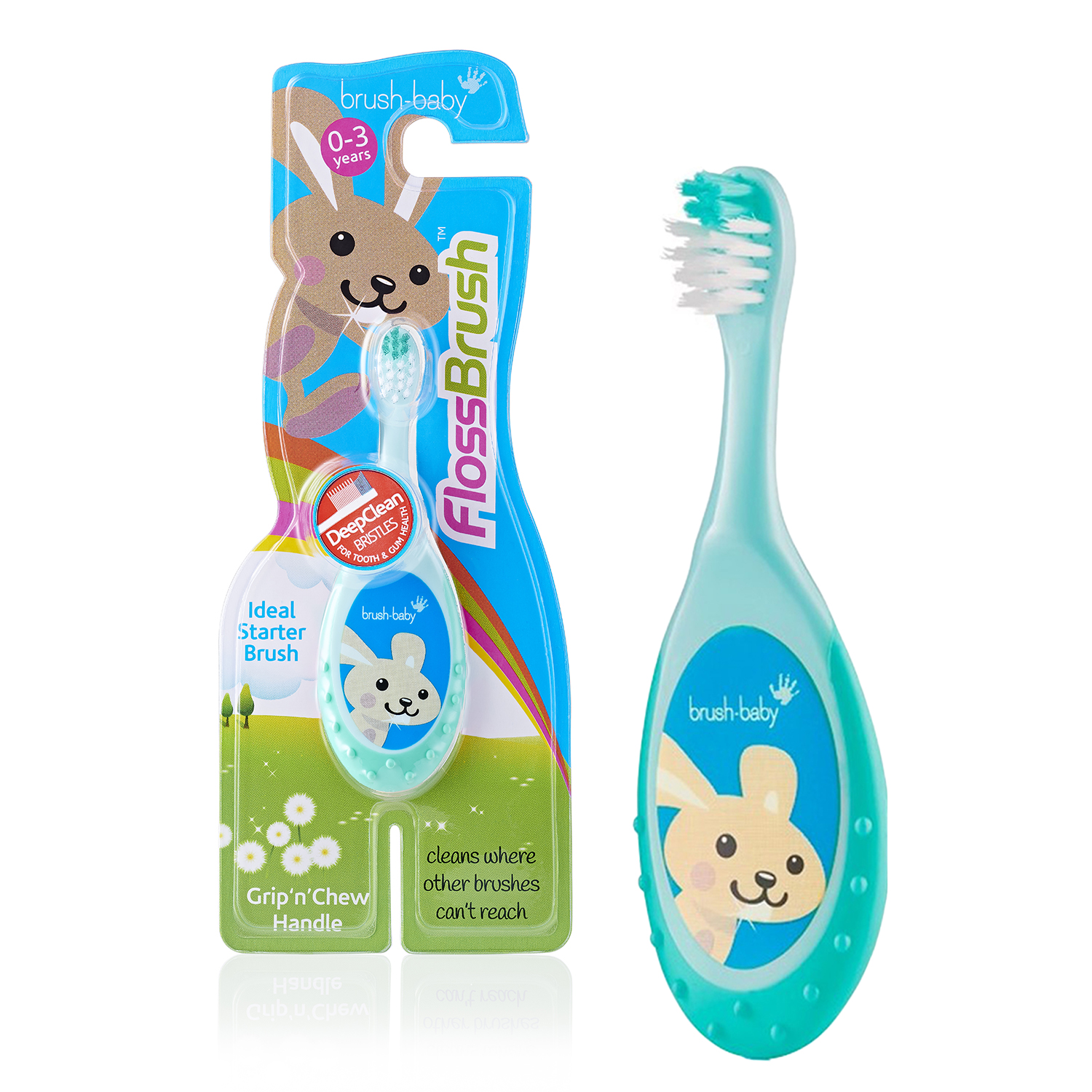 NEW Brush Baby - Щетка зубная детская (0 - 3 лет) FlossBrush (бирюзовая)