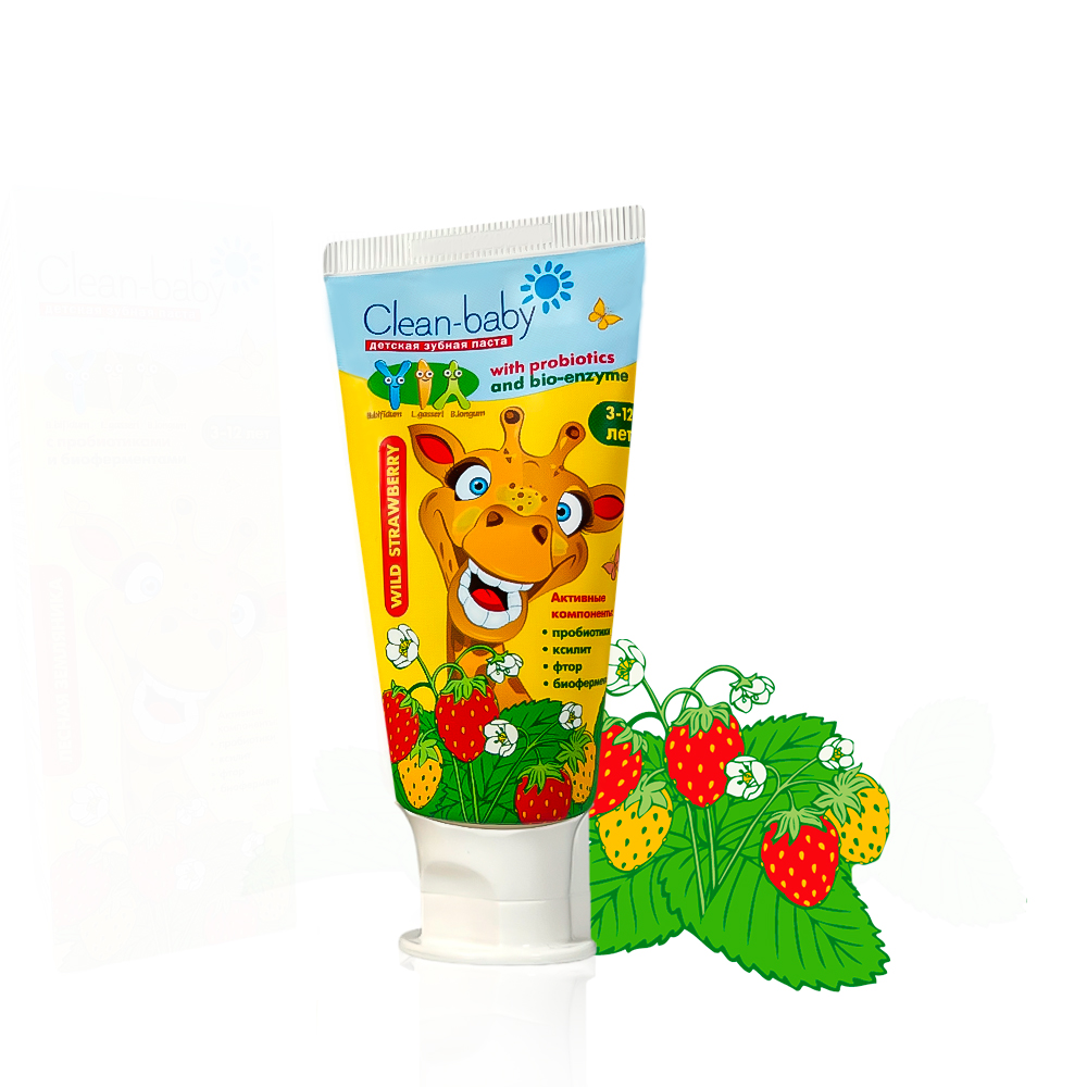 Clean- baby - Паста зубная детская (3- 12 лет) 50 мл (Wild Strawberry)