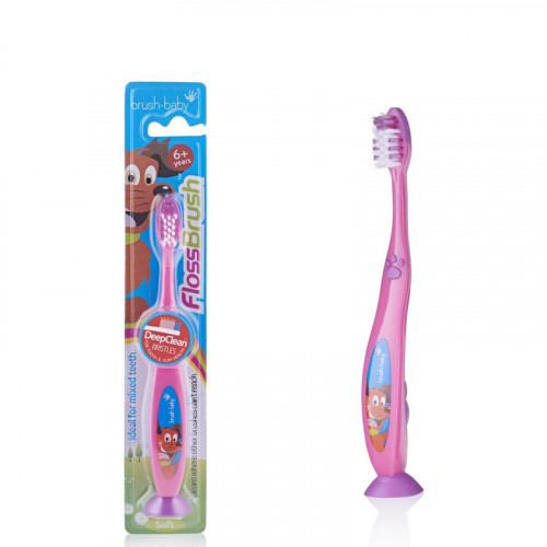 NEW Brush Baby - Щетка зубная детская (с 6 лет) FlossBrush (розовая)