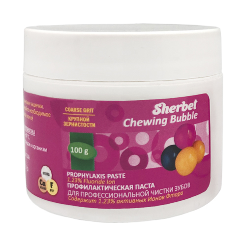 Профилактическая паста Sherbet Prophylaxis paste, вкус Жевательная резинка (Chewing Bubble), зернистость: Крупная (Coarse), 100 г.