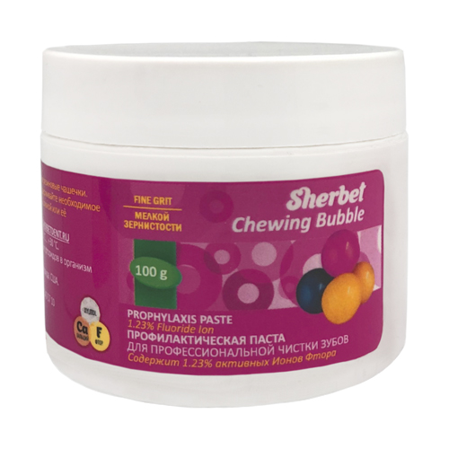 Профилактическая паста Sherbet Prophylaxis paste, вкус Жевательная резинка (Chewing Bubble), зернистость: Мелкая (Fine), 100 г.