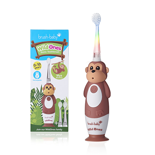 Brush-baby Детская электрическая зубная щетка Sonic WildOne, обезьяна, от 0- 10 лет.