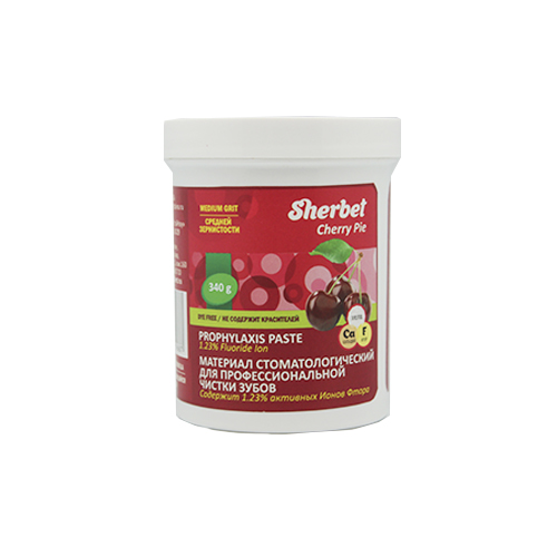 Профилактическая паста - без красителя Sherbet Prophylaxis paste - Dye-Free, вкус Вишневый пирог (Cherry Pie), зернистость: Средняя (Medium), 340 г.