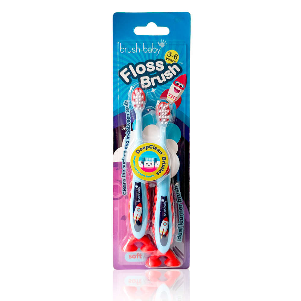 Brush Baby - Щетка зубная детская (3 - 6 лет) FlossBrush (ракета), 2 шт/ упак.