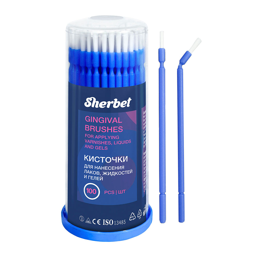 Кисточки для нанесения лака, т.м. "SHERBET", 100 шт/упак, синие
