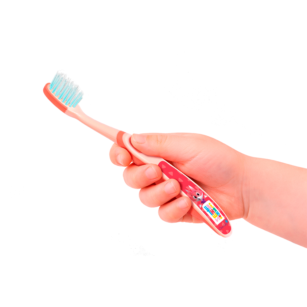 Детская зубная щетка Clean-baby «Цветняшки», 0+, розовая, Зайчик Скок