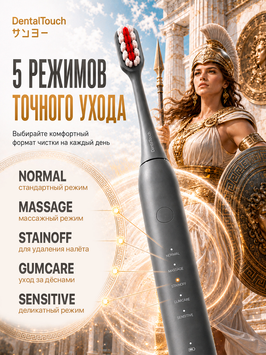 Электрическая зубная щетка ТМ “DentalTouch”, серая