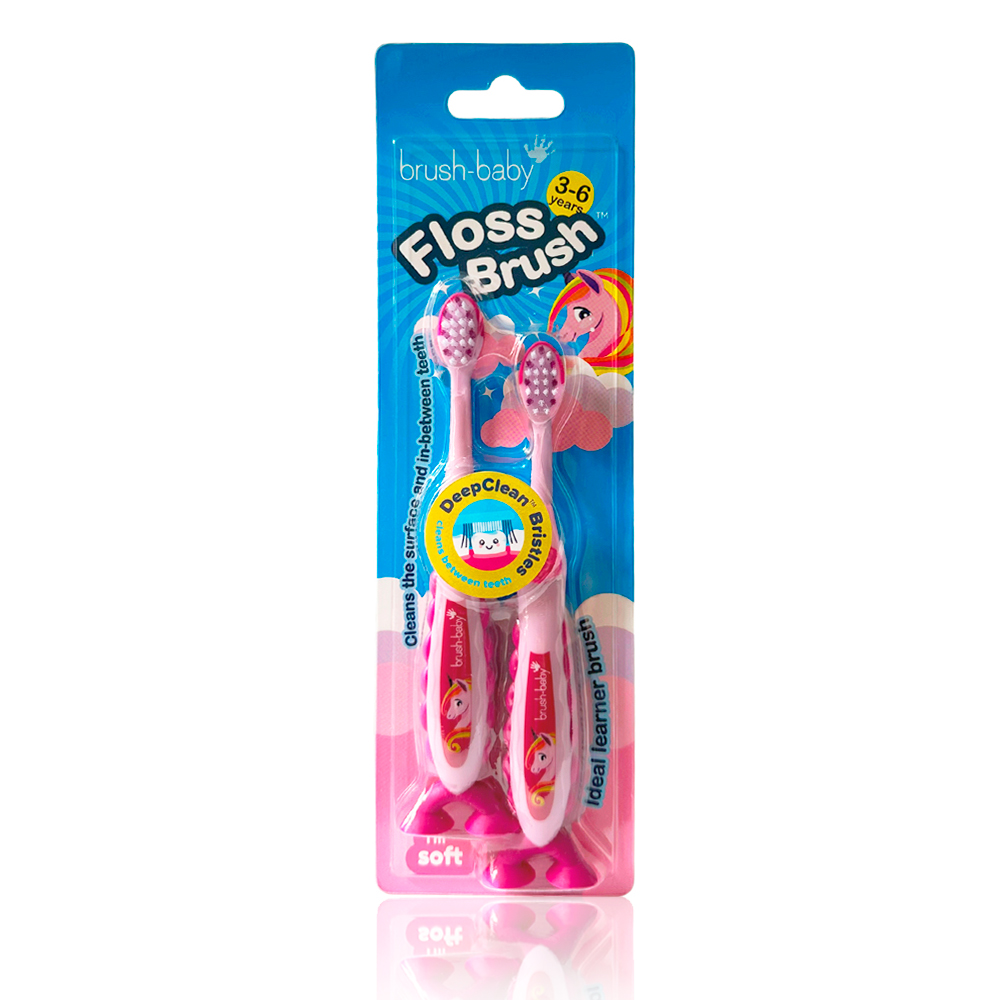 Brush Baby - Щетка зубная детская (3 - 6 лет) FlossBrush (единорог), 2 шт/ упак.