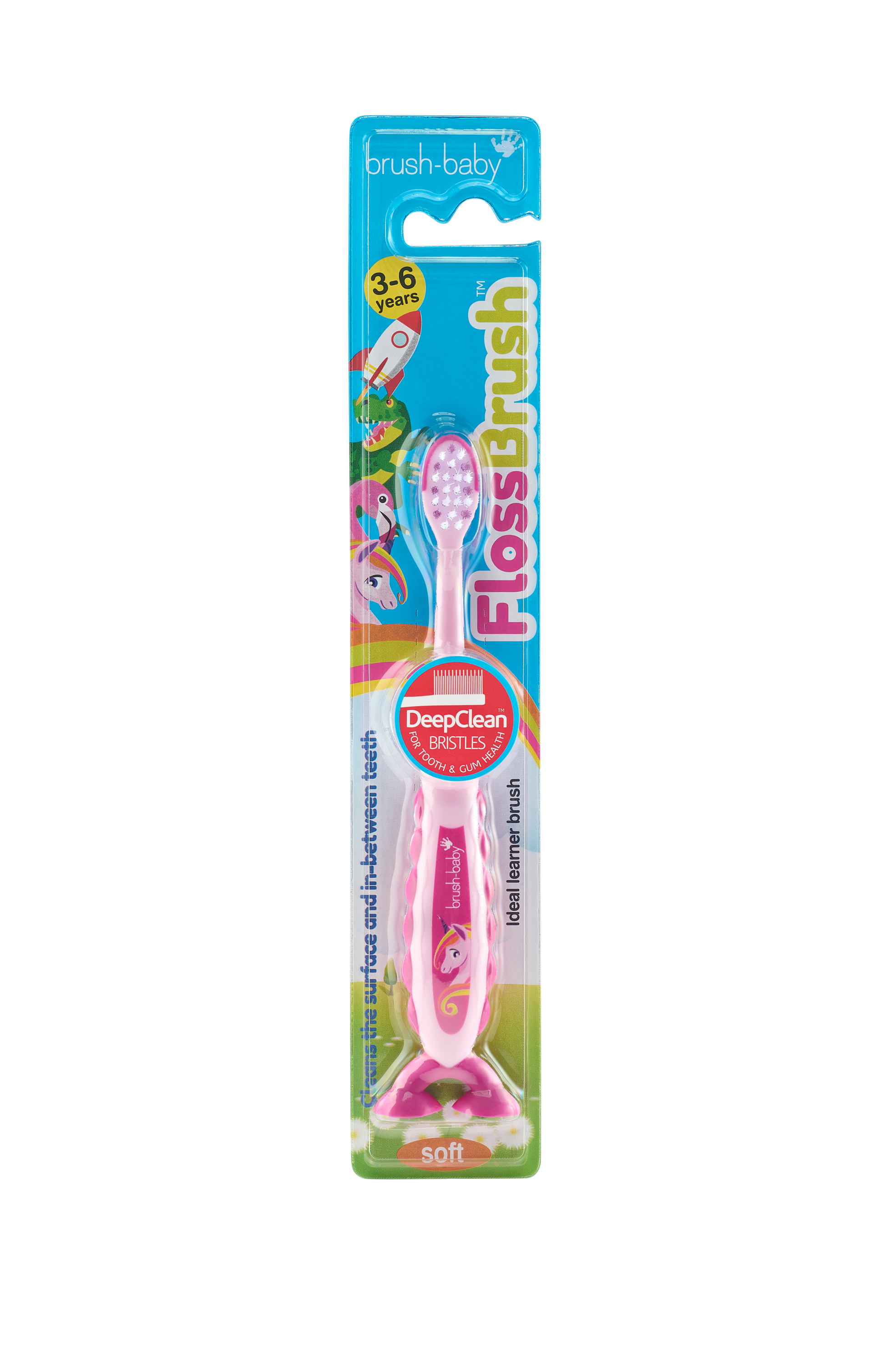 Brush Baby - Щетка зубная детская (3 - 6 лет) FlossBrush (единорог)
