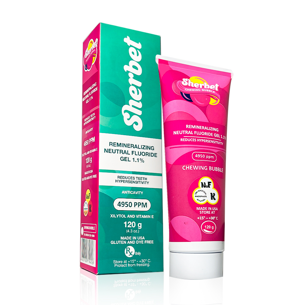 Реминерализующий рН-Нейтральный гель 1.1% Sherbet Neutral Fluoride Gel 1.1%; Вкус Жевательная резинка (Chewing Bubble); 120 г.