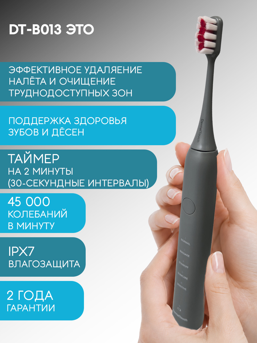 Сменные насадки ТМ «DentalTouch». Для электрической зубной щетки DT-B013-G, 2 шт. Серые.