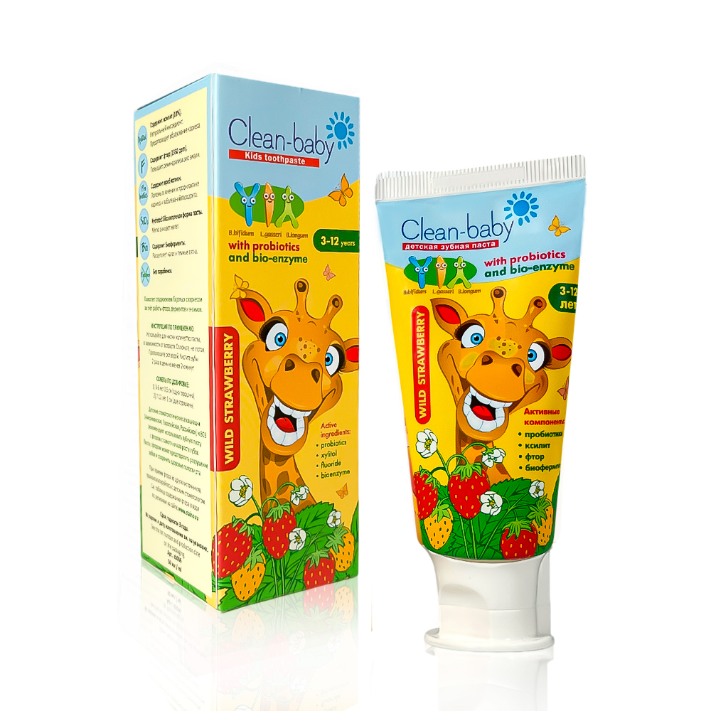 Clean- baby - Паста зубная детская (3- 12 лет) 50 мл (Wild Strawberry)